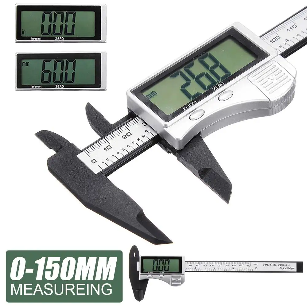 

0-150mm LCD Digital Caliper Electronic Electronic Carbon Fiber Vernier Caliper ET01/02/03 Gauge Micrometer Measuring Tools