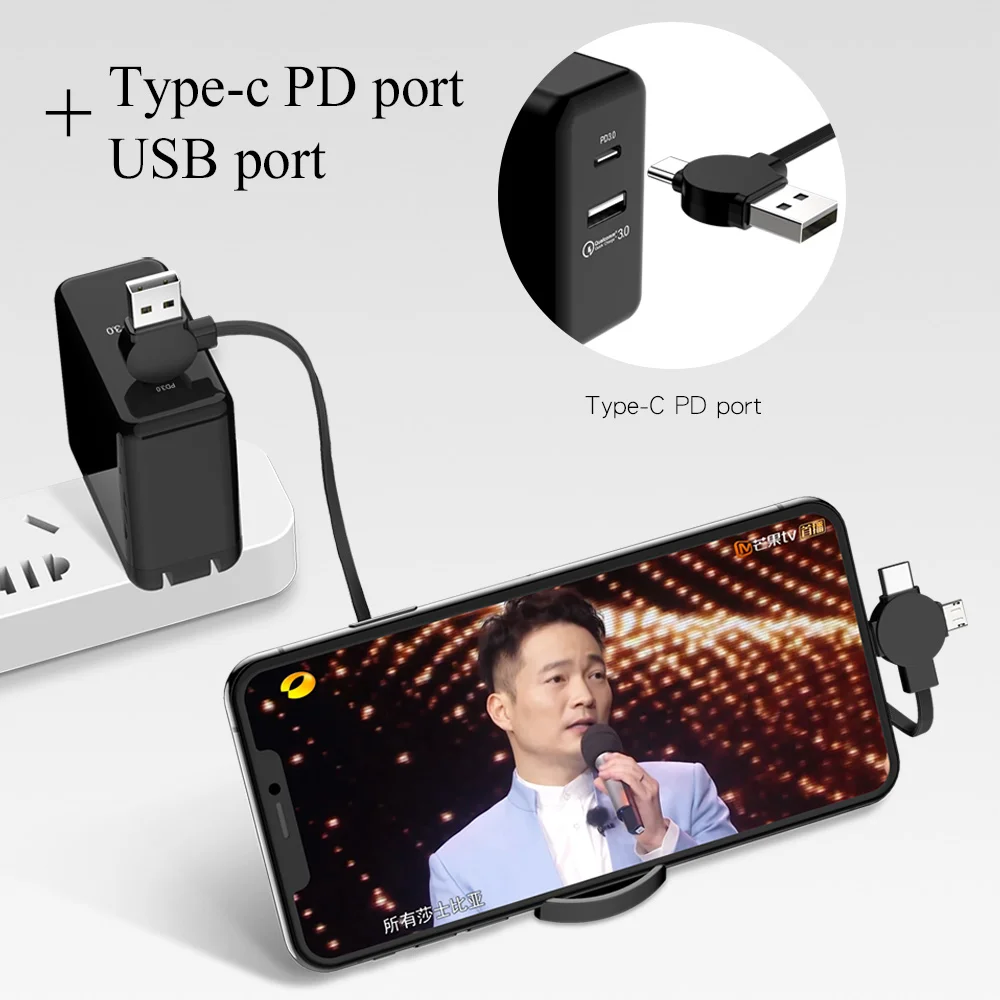 Oatsbasf PD 3 в 1 USB кабель для iPhone XS Max XR быстрое зарядное устройство type C кабель для one plus 6 5 T 6 T Xiaomi mi x 2 2 S mi cro кабель