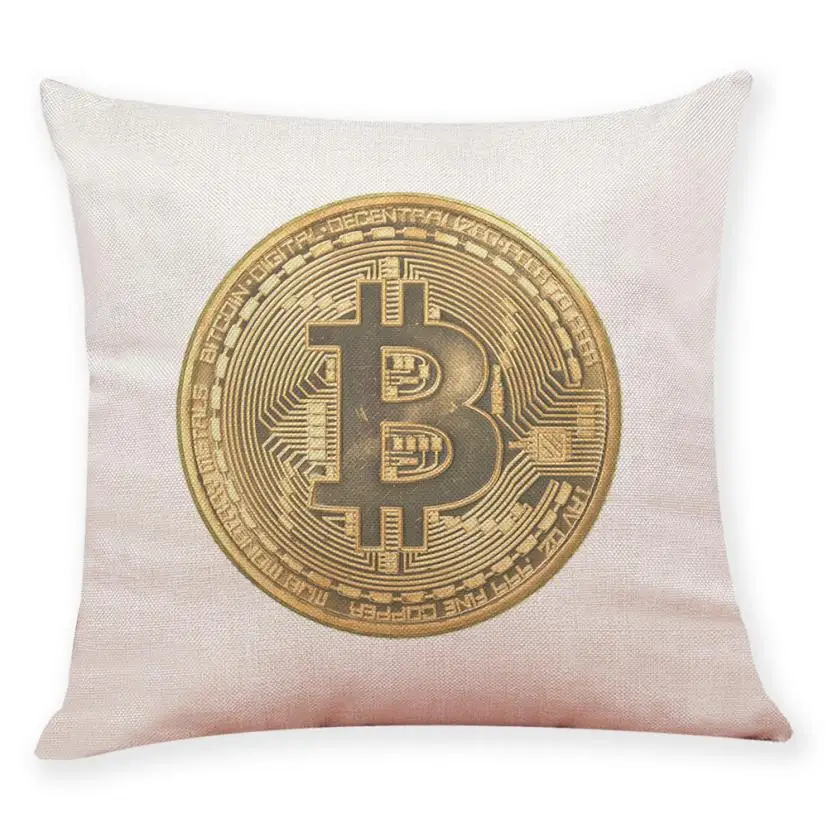 

New Qualited Pillow Covers Decorative Bitcoin Decorative Coins Pillow Cases Cafe Removable and Washable 45cmx45cm mar29
