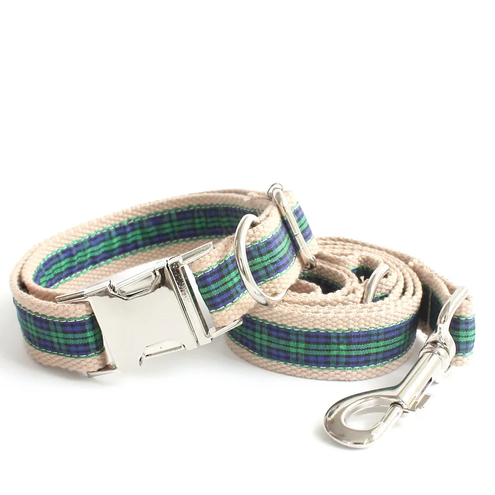 

Handmade High Quality Dog Collar Leads Combination Stripe Green Collar Leadses For Dog 6045005 Pet Accessories Supplies