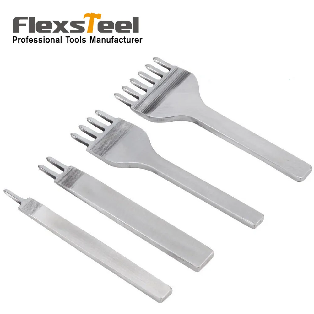 

3mm/4mm Pitch 1-2-4-6 Teeth Prong 4pcs/set Leather Belt Craft Punch Tools For DIY Diamond Leathercraft Tool Chisel Set