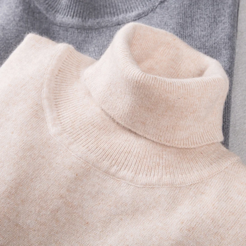2019 New Autumn And Winter Thickening 100% Cashmere Sweater Men's High Collar Pullover Long Sleeve Solid Color Wool