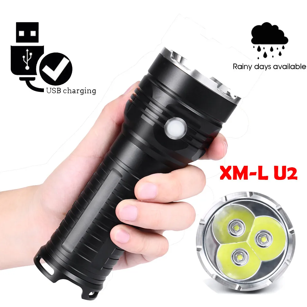 

XML U2 Waterproof Powerful Flashlight Outdoor LED Super Bright Light Portable Torch Latarka Handheld Tactical Linterna Lanterna