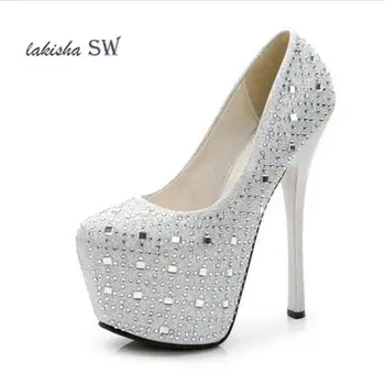 

2018 Women's Wedding Platform Shoes Woman High Heel Valentine Shoes Women Red Bottom High Heels Women Pumps zapatos mujer Size 4