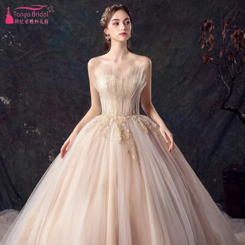 gold tulle wedding dress