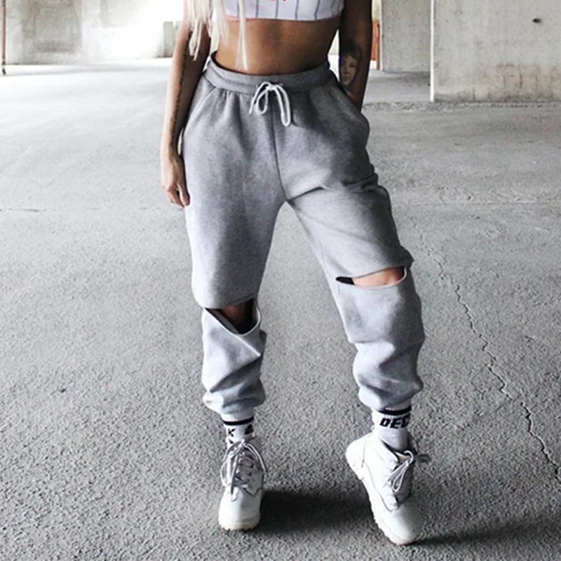 ripped grey sweatpants