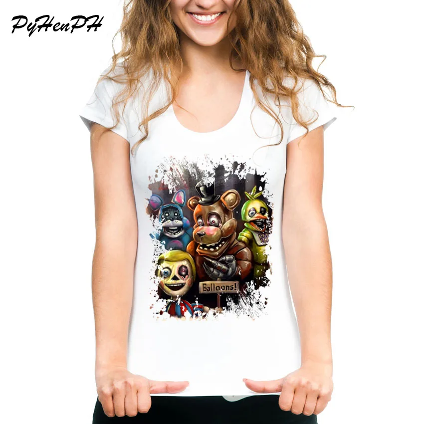 

Five Nights At Freddy T-shirt Women 2018 Funny Cartoon 5 Nigths Printing Tee Shirt Femme Casual Summer Tops Girl Clothes