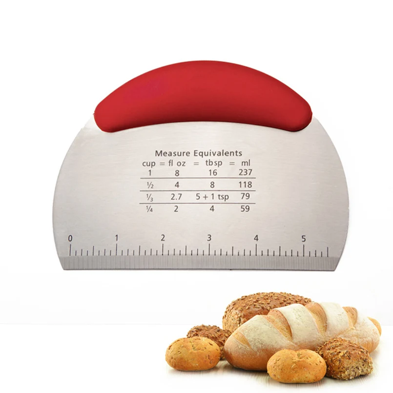 

Multi-purpose Semicircle Stainless Steel Dough Cutter Pastry Chopper Measuring Scale Show Cake Scraper Pizza Slicer Bread Knife