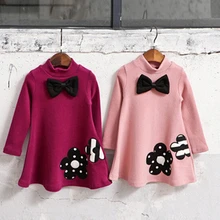 Новое осенне-зимнее платье для девочек, плотное теплое детское Хлопковое платье для девочек, милый стиль, удобная одежда для девочек