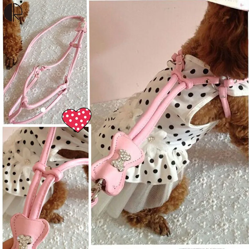 Wonderful Small dog harness and leash lead supplies Designer dog Collars sets Chihuahua Pet Shop