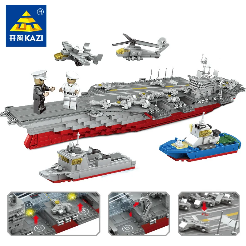 

KAZI 80cm Big Model Military Carrier Warships Carriers building blocks sets Gift ship Construction Brick Educational Hobbies Toy
