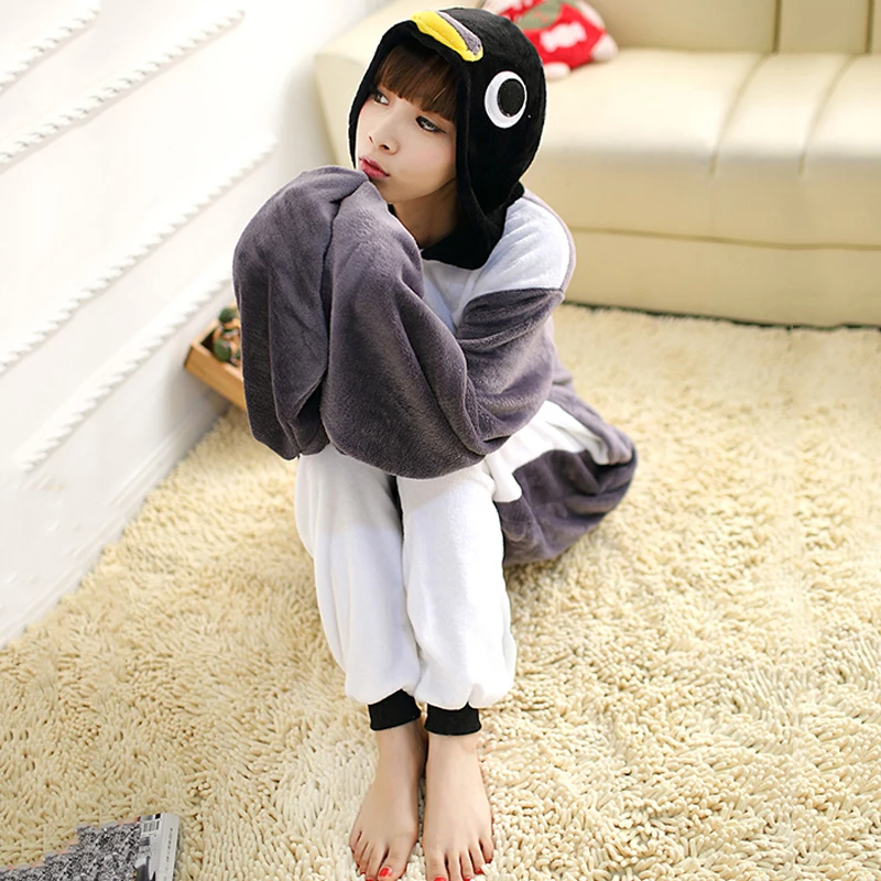 Najtaniej Dorosły Anime szary pingwin kigurumi kombinezon śliczny kostium dla kobiet mężczyzn śmieszne ciepłe miękkie zwierząt Onepieces bielizna nocna strona główna tkaniny dziewczyna