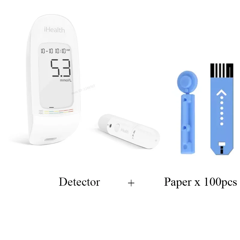 Xiaomi Mijia IHealth измеритель уровня глюкозы в крови с тестовыми полосками Lancets компактный портативный 5 передач ЖК-дисплей Цифровая подсветка память для хранения - Цвет: with 100pcs paper