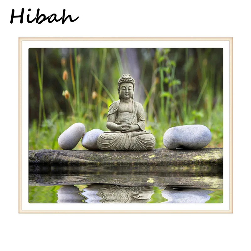 

Round Diamond 5D DIY Diamond Painting "Buddha & Stone" 3D Embroidery Cross Stitch Mosaic Home Decoration Gift