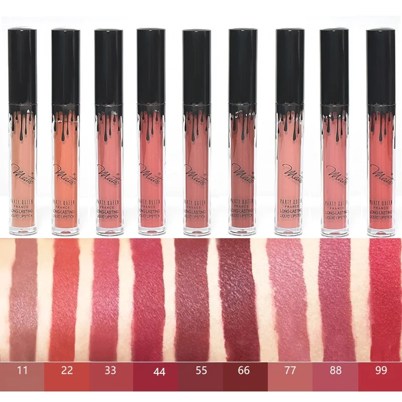 

Brand Party Queen Matte Lip Gloss Waterproof Long Lasting Lipstick Velvet Sexy Red Nude Color Lip Stick Woman Beauty Makeup
