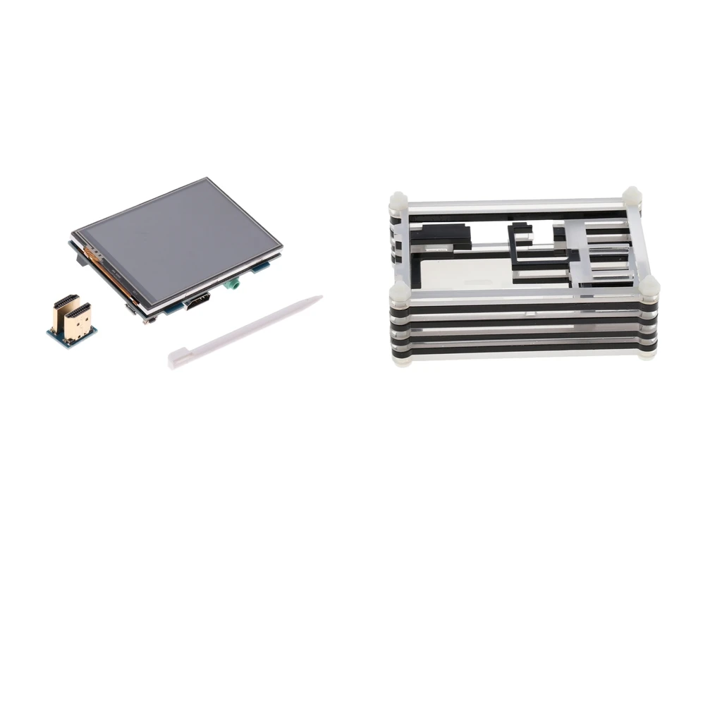 LCD Display 3.5'' Monitor HDMI Module +9 Layer Acrylic Case for Raspberry Pi