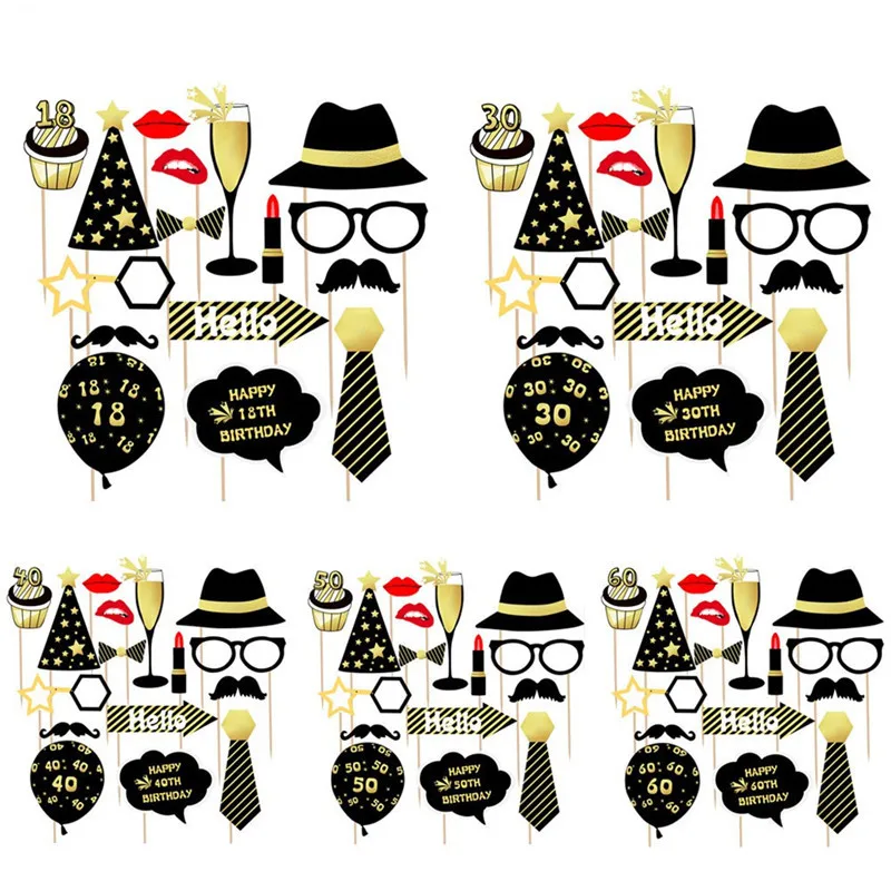 

Photo Props Adult 18th 30th 40th Birthday Man Woman Style Moustache Paperboard 30 Celebration Birthday Party Photo Props