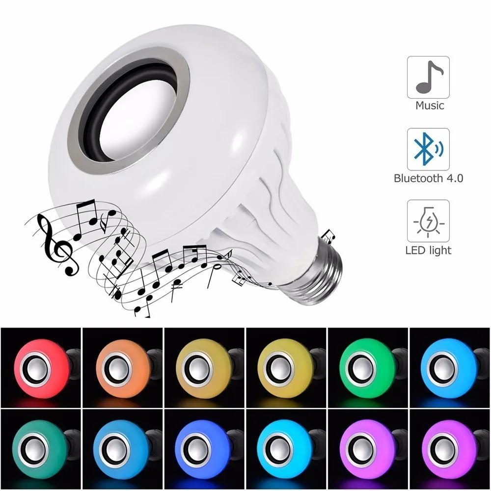 Smart Speaker Bulb E27 LED RGB Bulb 12W Colorful Lamp Wireless