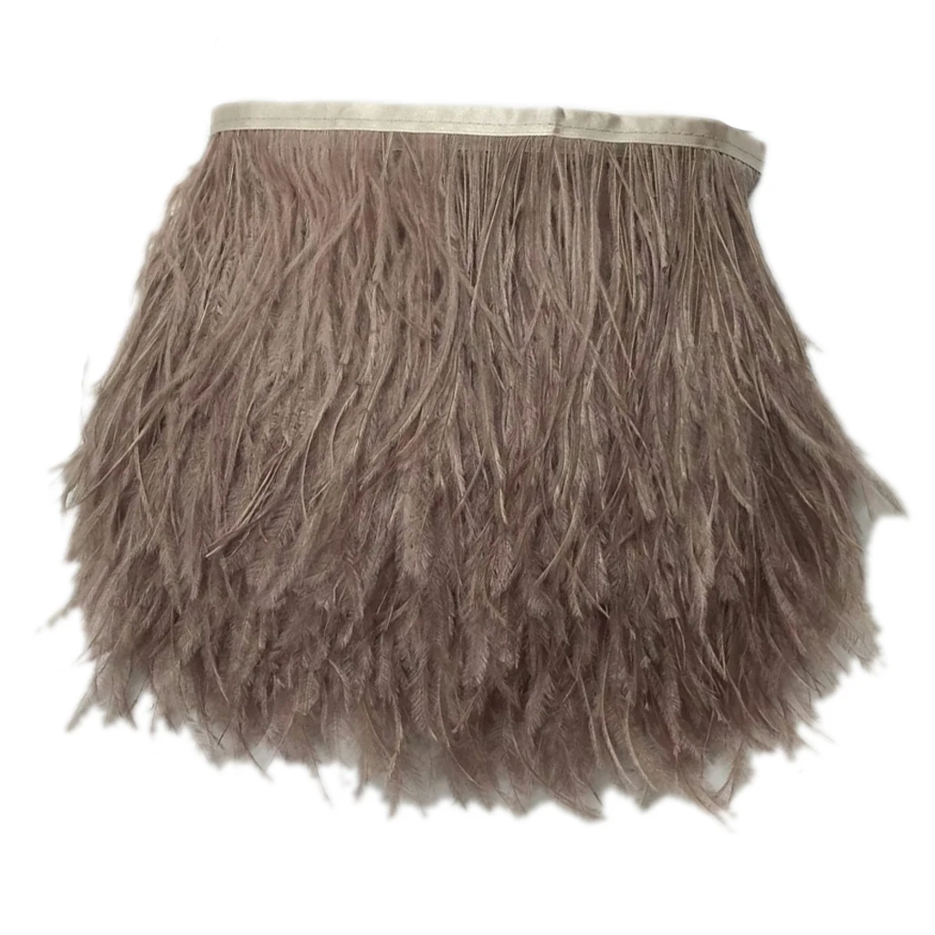 18 цветов страусиные перья бахрома отделка атласная лента для шитья платья 4-6 дюймов в ширину, 36,2 дюйма в длину - Цвет: Brown