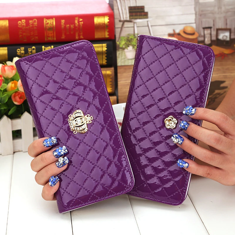 

Hot sale women quilted long wallet crown purse women Wallets With Coin Bag Plum flower clutch bag carteras female dollar price