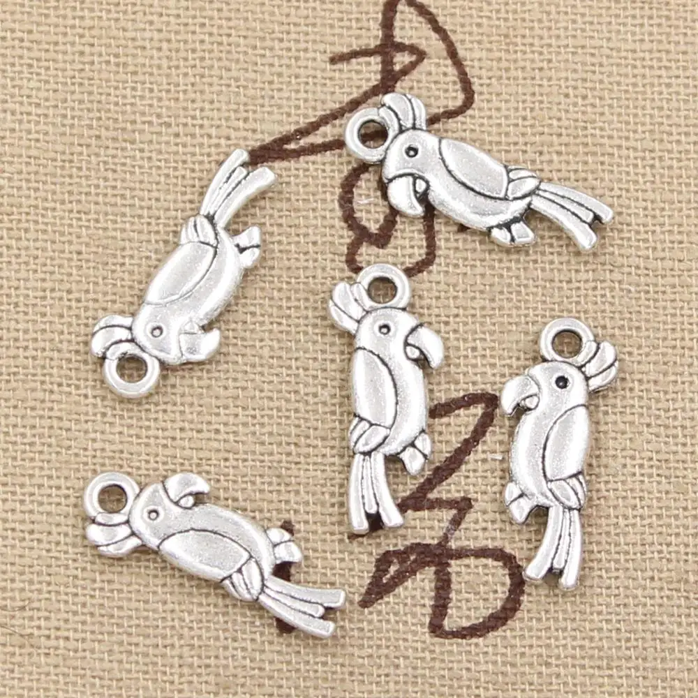 

15pcs Charms parrot bird 20x9mm Antique Making pendant fit,Vintage Tibetan Silver,DIY bracelet necklace