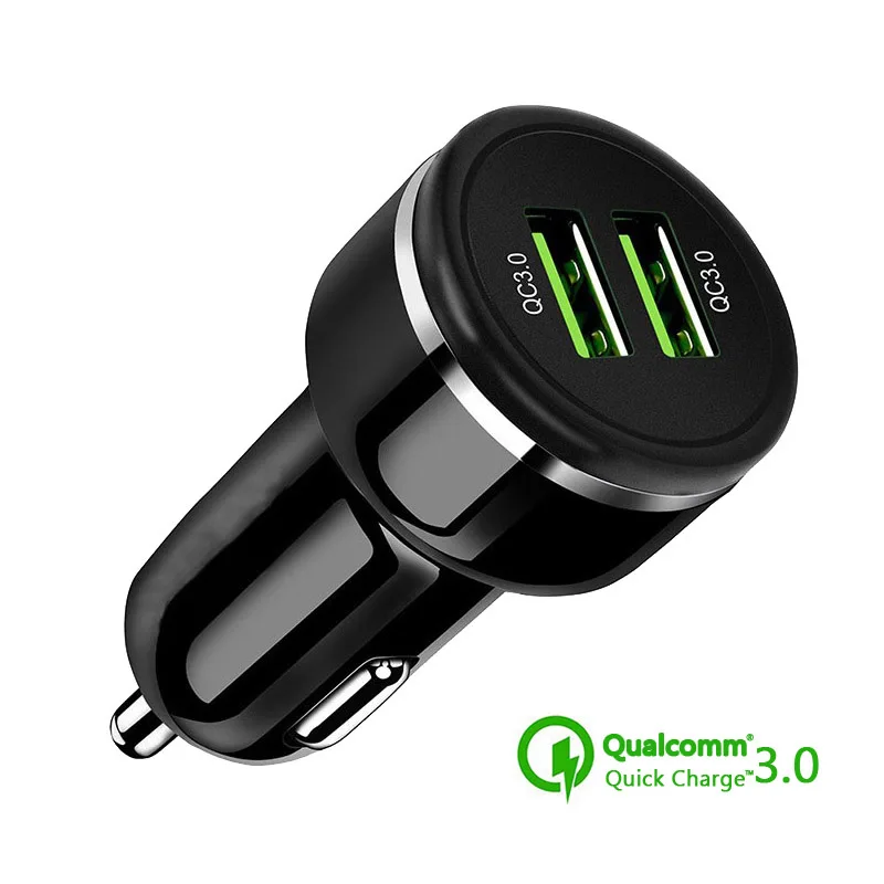 سيارة شاحن يو اس بي سريعة تهمة 3.0 الهاتف المحمول شاحن المزدوج USB سريع QC 3.0 سيارة شاحن آيفون سامسونج Xiaomi شاحن الجهاز اللوحي