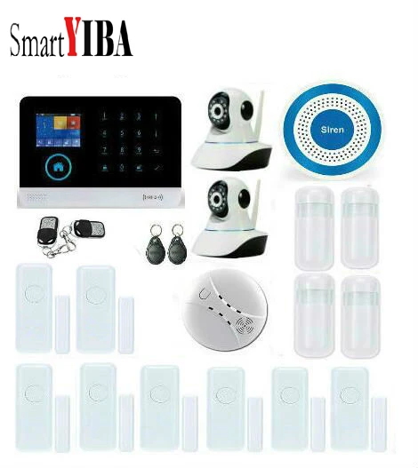 SmartYIBA GSM SIM Home Security font b Alarm b font System Network IP Camera WIFI Wireless