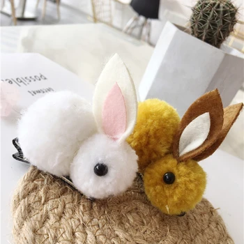 

1Pcs Korean Hair Clip Animals Rabbit Hairpins For Girls Hair Accessories 3D Plush Rabbit Ears Cute Kids Baby Hair Clips Hot Sale