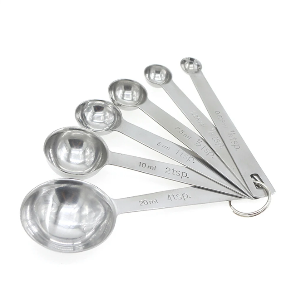 6 pcs Stainless Steel Measuring Baking Spoons Cooking Cups Teaspoons