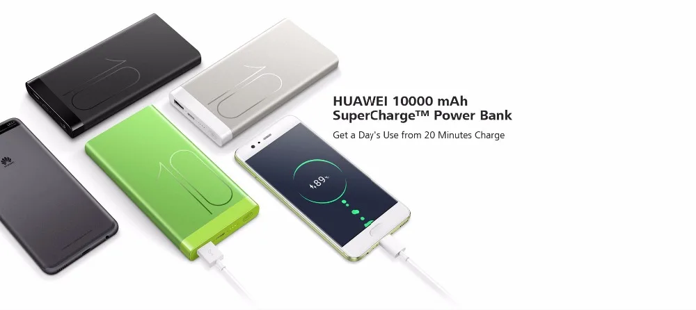 HUAWEI 10000 mAh QuickCharge power Bank type-C Входное дорожное зарядное устройство с type-C для смартфона