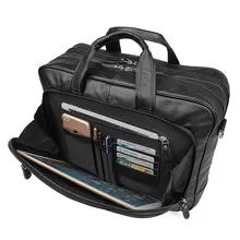 Men Original Leather Travel Business Briefcase Handbags Genuine Leather 17 Laptop Case Portfolio Bag Shoulder Messenger Bag delin 135 leather men s business casual handbags men s business travel briefcase leather shoulder bag