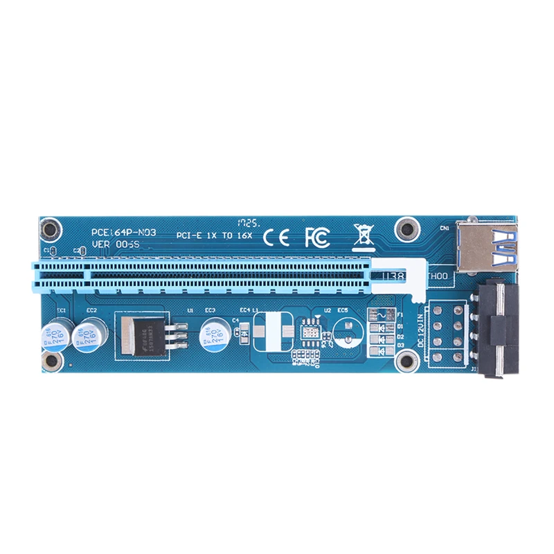 PCI-E 1x to 16x Mining Machine Enhanced Extender Riser Card Adapter with 60cm USB 3.0 & SATA 4pin IDE molex Power Cable