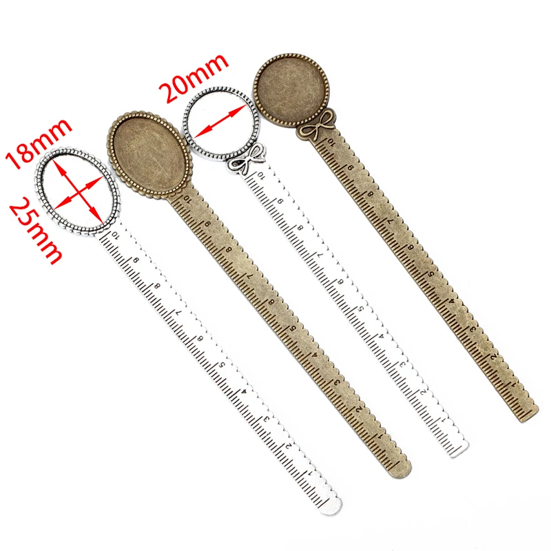 

5pcs Cabochon 20mm 18x25mm Antique Vintage Style Handmade Ruler Bookmark Cabochon Base Bookmark Setting for DIY Jewelry Bookmark