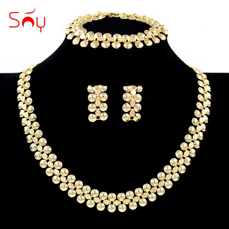 

Sunny Jewelry Romantic Jewelry Round Collar Jewelry Set Necklace Earrings Bracelet Set For Women For Engagement Jewelry Findings