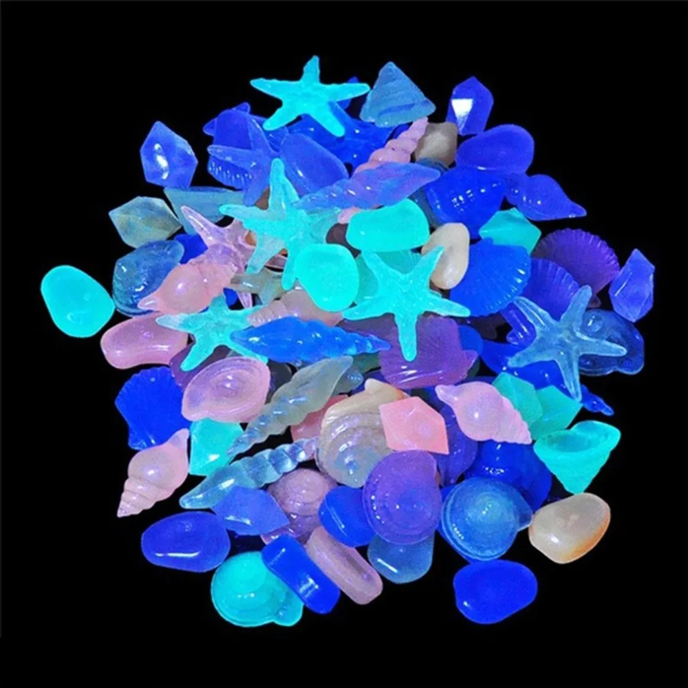 

Shell Creative Luminous Stones Ocean Glow in Dark Garden Decor Fish Tank Decoration Pebble Rocks Aquarium 80pcs Mix Color