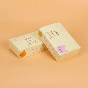 

500 pcs cake paper box for wedding Party Yellow bear kraft Paper box food packaging sweety candy cookies gift packaging supplier