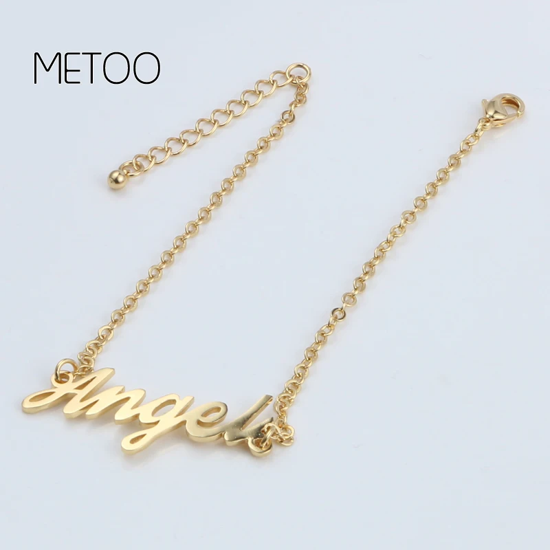 

METOO Copper Customize Initial Charm Bracelet Custom Name Bracelet Personalized Women Bracelet For Etsy Fashion Name Jewelry