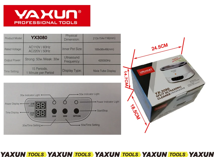 NEW YAXUN YX3080 Digital Detachable Ultrasonic Cleaner 30W/50W Jewelry PCB  Watches Dental Ultrasound UltrasonicCleaner Bath - AliExpress