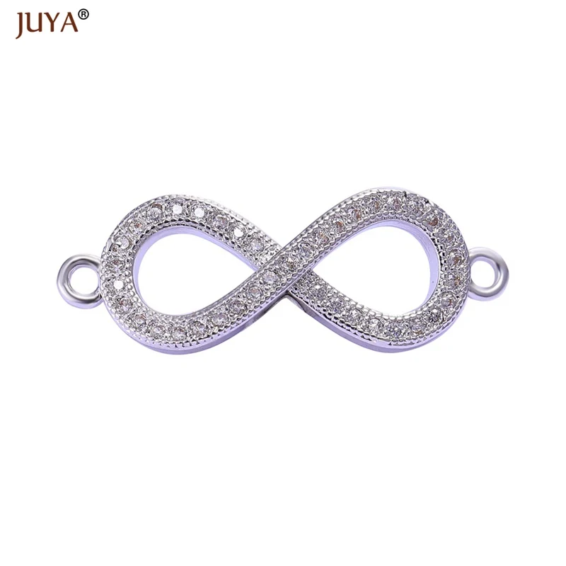 

High Quality Copper CZ Infinity Shape 8 letter Small Charm 2 hole pendant connectors for Bracelet Necklace Diy jewelry making