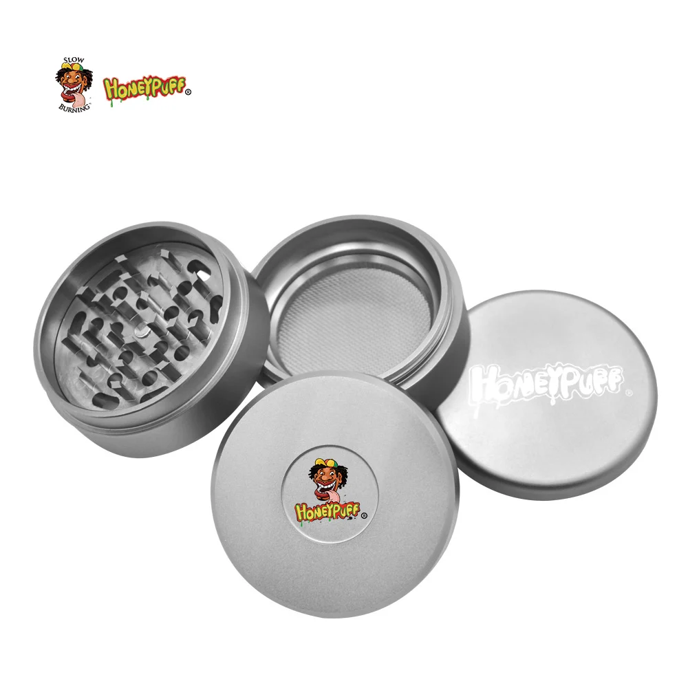 Goedkoop Honeypuff Vliegtuigen Aluminium Grinder 63 Mm 4 Stuk Tabak Slijpmachines Met Verwijderbare Diamant Tanden Screen Rook Pijp Accessoire