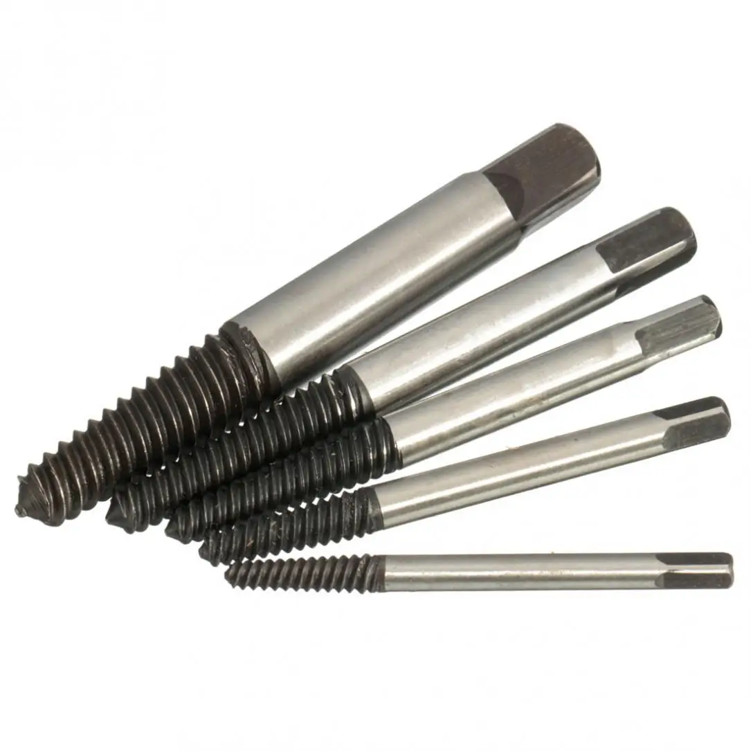 5Pcs/set Screw Extractor Easy Out Set Drill Bit Set Guide Broken Damaged Bolt Remover Drill Bits Fo