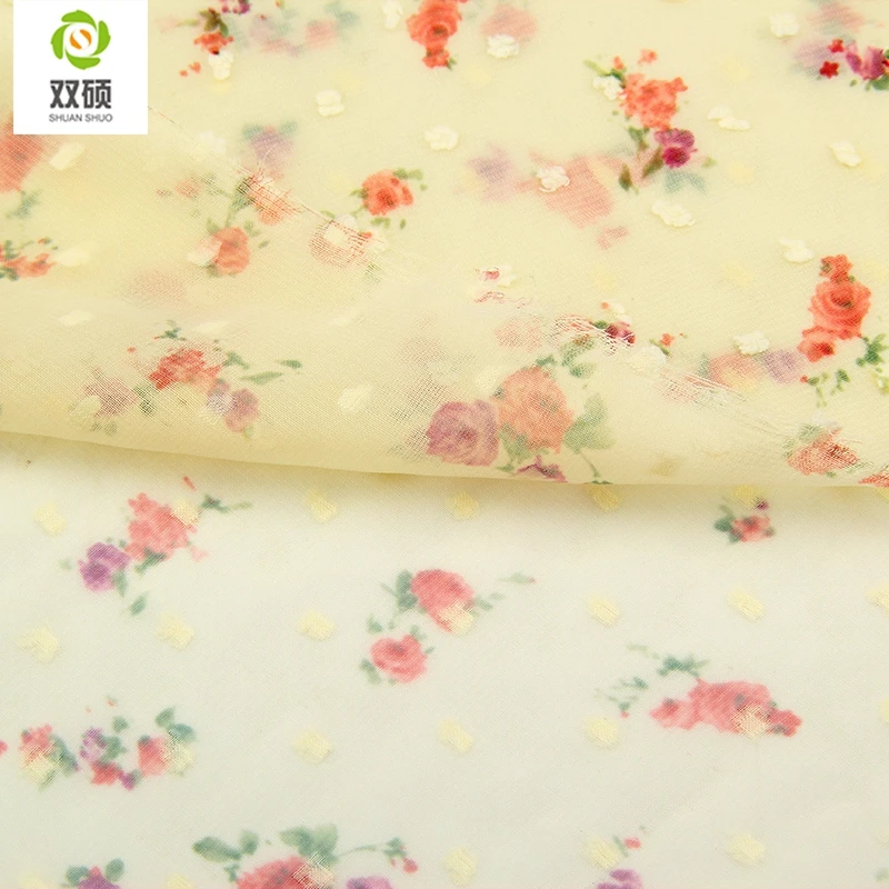 SHUAN SHUO полиэфирная шифоновая ткань с принтом для летнего женского платья ткань модные рубашки, топы с бретельками, юбки, шарфы