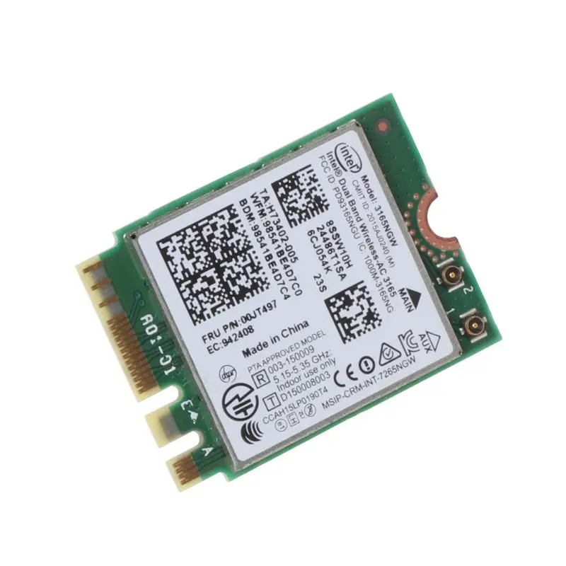 Intel 00JT497 3165NGW беспроводной-AC двухдиапазонный для lenovo ThinkPad Bluetooth WiFi IBM карта ноутбук NGFF Wlan