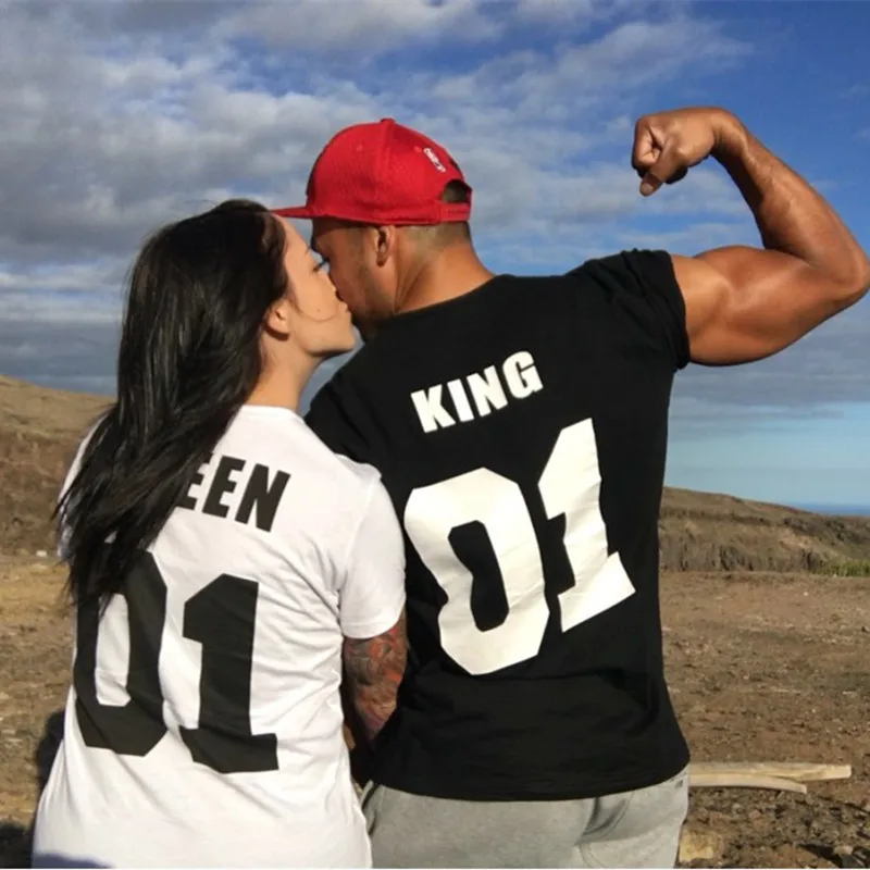 

Sexemara New Fanshion Loose Printed letter&number O-neck Short sleeve Pure color Tees & Tops Couple T-shirt