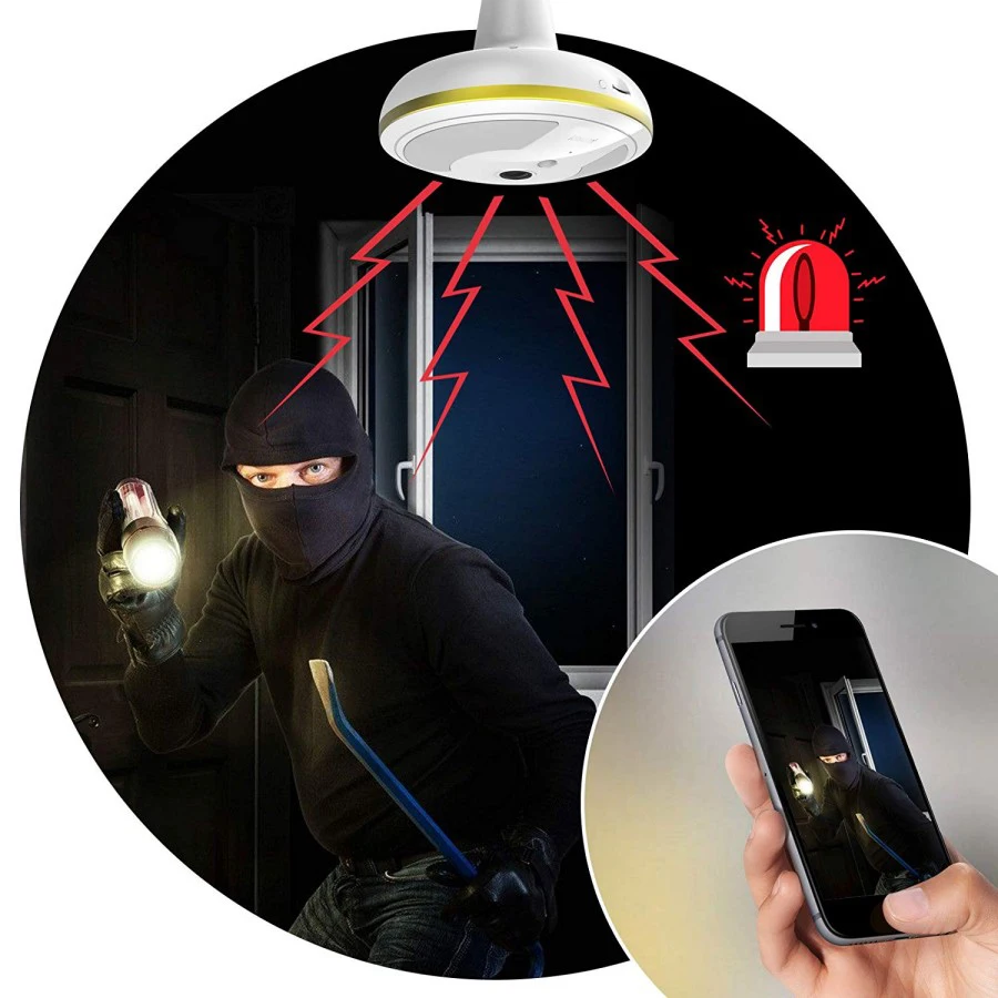Wireless WiFi Security Camera Light Bulb Home Security System 360 Degree with Motion Detection/Night Vision for IOS Android APP