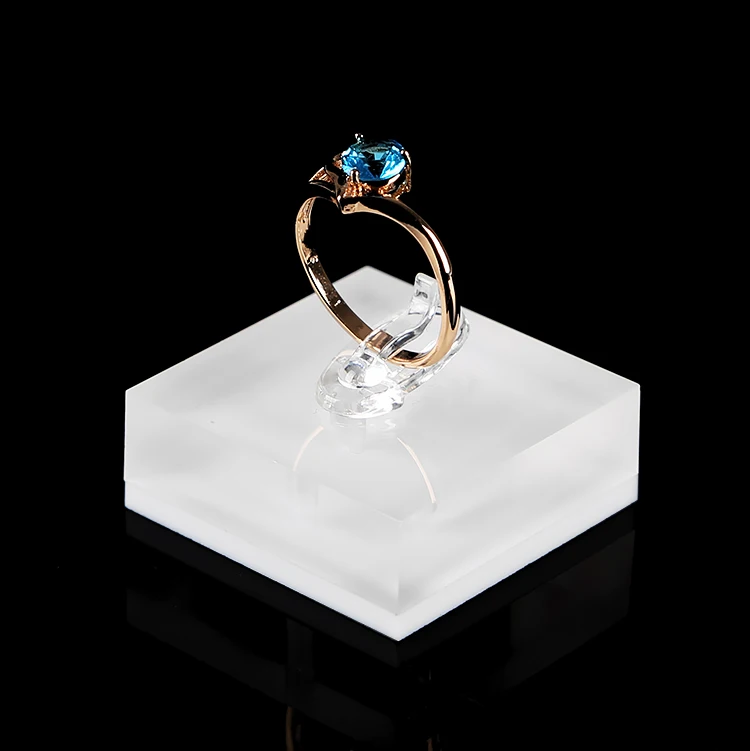 Белый акриловый кристалл квадратное кольцо для демонстрации держатель кольцо подставка для ювелирных изделий шкатулка для украшений Органайзер
