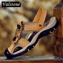 Valstone/качественные мужские сандалии из натуральной кожи; коллекция года; винтажные летние туфли для мужчин; уличная дышащая обувь; нескользящая обувь; большие размеры 47