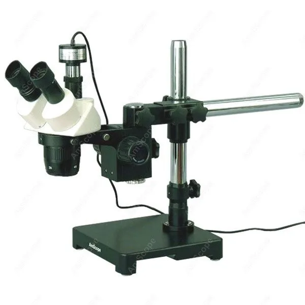 Boom Mount Stereo Microscope--AmScope Supplies 20X-40X-80X Stereo Microscope on Boom Mount + Digital Camera