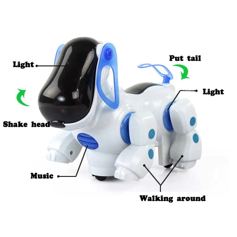Lovely Adorable Blue Robotic Intelligent Electronic Walking Dog