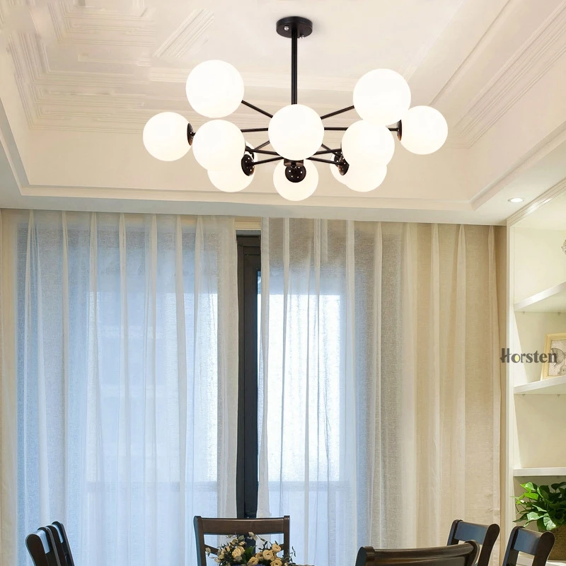 Horsten Nordic Creative Magic Bean Pendant Lights 6812 Heads Glass Ball Pendant Lamp For Living Dining Room Cafe Restaurant E27 (8)